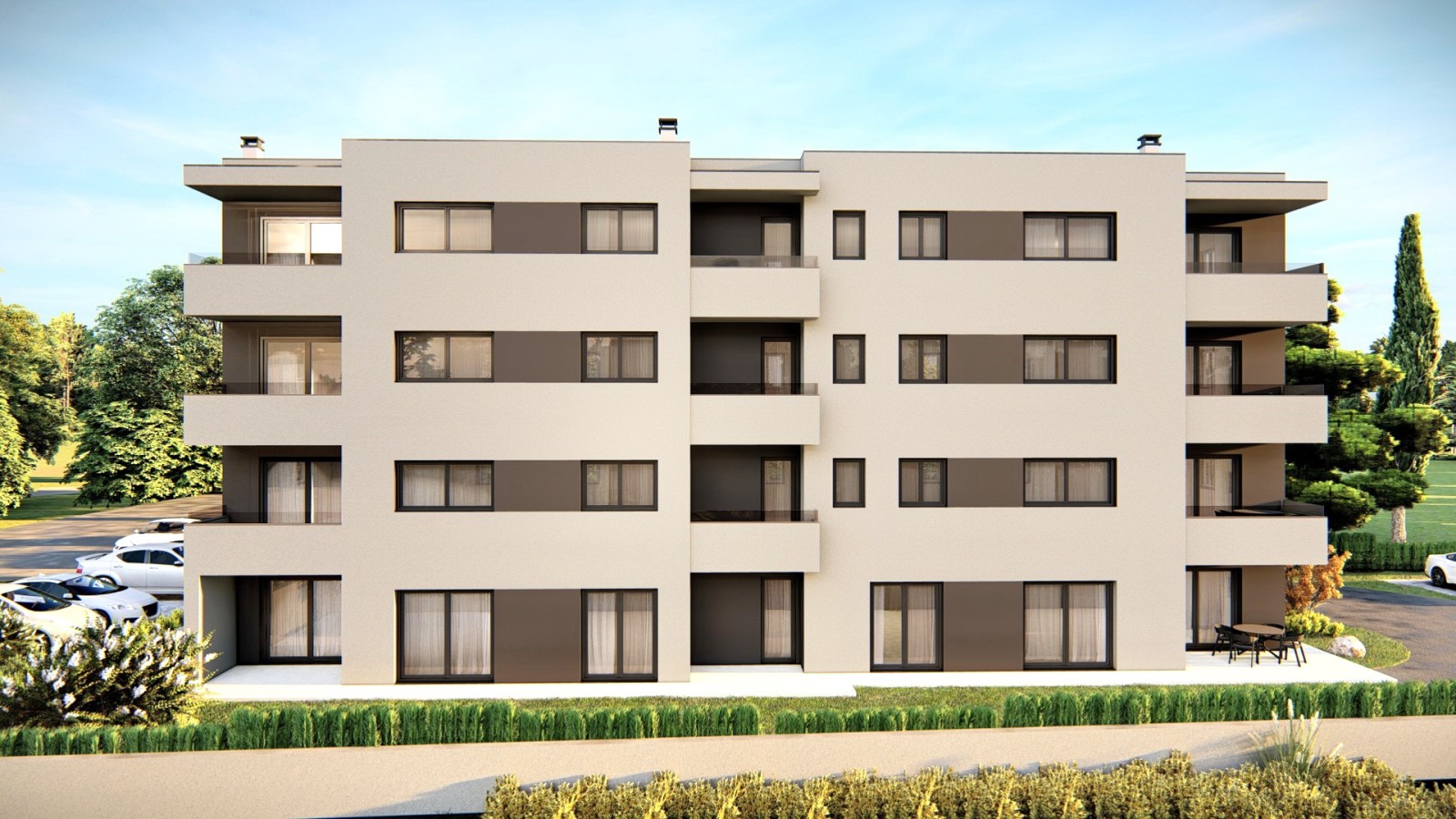 Poreč-Parenzo - appartamento in costruzione di 62 m2, 1° piano, 2 posti auto, ASCENSORE