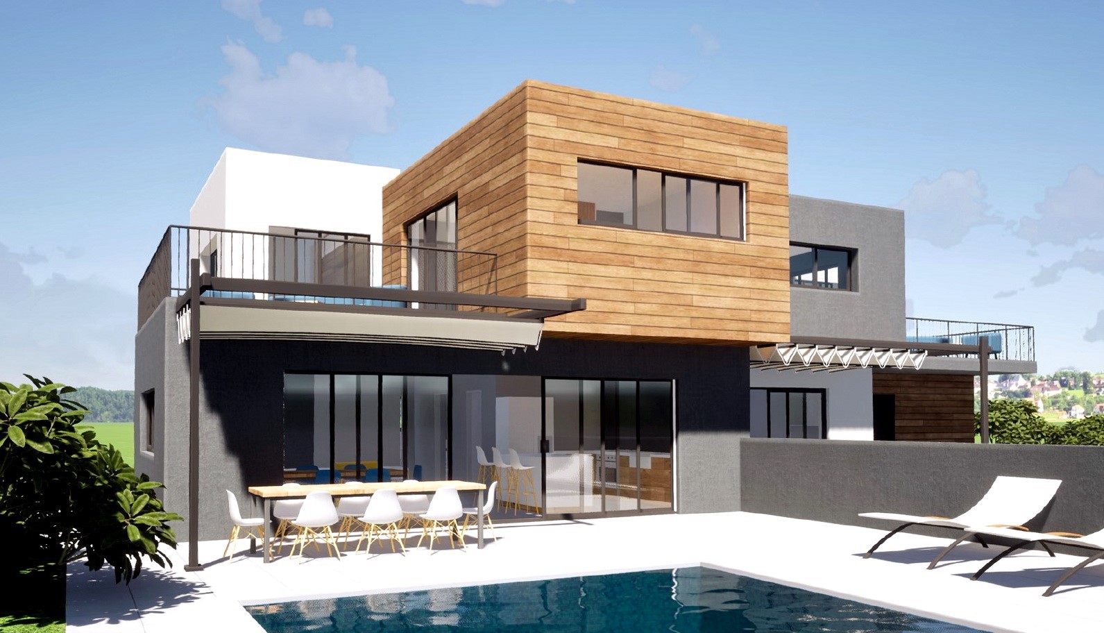 Nova moderna dvojna kuća s bazenom u okolici Poreča